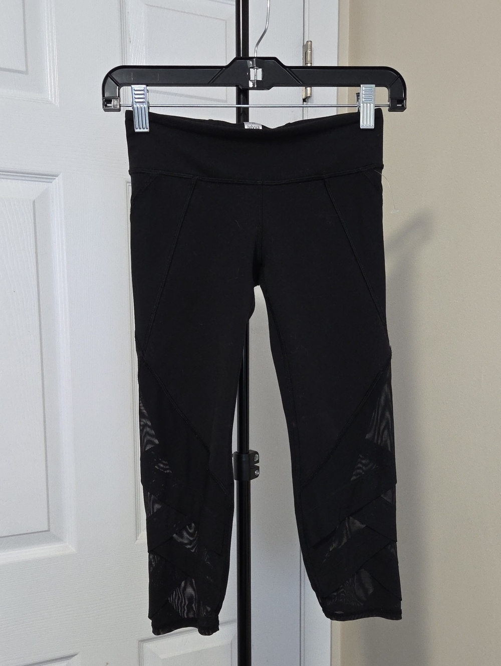 Ivivva Black Cropped Leggings with Mesh Panels